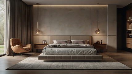 Modern minimalist bedroom interior design

