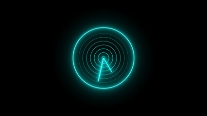 Neon glowing stopwatch animated icon design moving. Clock icon neon light 24 hour day fast speed.
