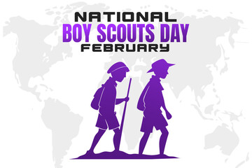 Obraz premium NATIONAL BOY SCOUTS DAY Vector Illustration background on february
