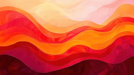 Fototapeta premium Abstract Red Orange Waves Painting Artwork