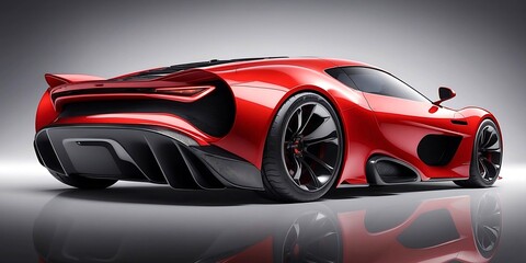 Naklejka premium The image shows a sleek, futuristic-looking sports car against a vibrant, colorful background.