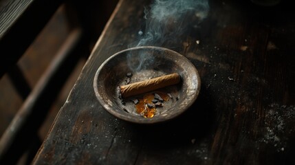 A calming scene of incense burning on a rustic wooden table. The smoke gracefully rises, creating a peaceful atmosphere. This image inspires tranquility and reflection. Generative AI