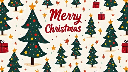 Colorful Christmas Background with Geometric Shapes and Festive Icons