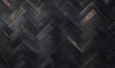 Black Herringbone Wood Floor Seamless Pattern Texture, Generative Ai