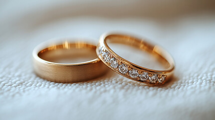 Close-up of two wedding rings,