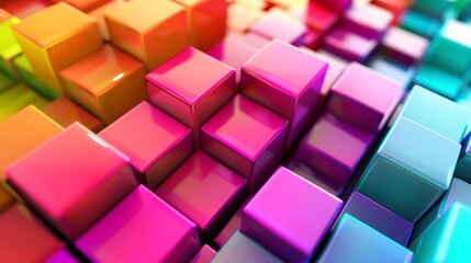 Obraz premium An abstract background of colorful 3D cubes.