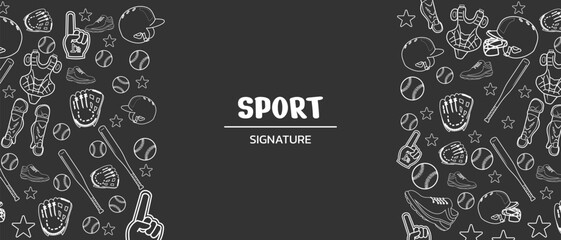 baseball doodle background, sports template theme, editable vector eps 10.