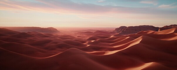 Naklejka premium Discover Stunning Travel Destinations Serene Desert Landscapes at Sunset Nature Photography Tranquil Environment Aerial View