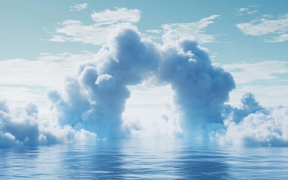 Cloud and water surface, 3d rendering, Generative Ai