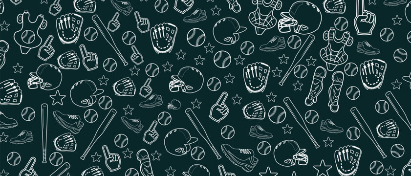 baseball doodle background, sports template theme, editable vector eps 10.