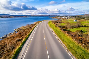 Scenic Coastal Drive Remote Destination Travel Adventure Serene Landscapes Aerial View Nature Concept