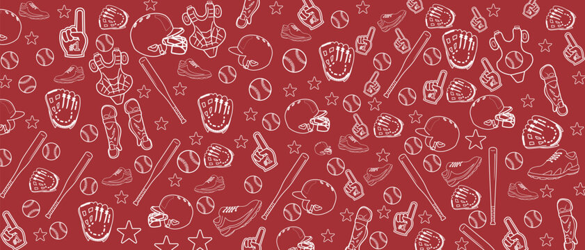 baseball doodle background, sports template theme, editable vector eps 10.