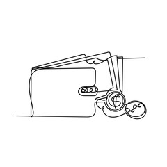 continuous line drawing wallet related illustration vector