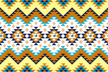 Ikat seamless pattern. Native ornament. Ethnic  decor style. It Boho geometric ornament. Vector seamless pattern. Mexican blanket, rug. Woven carpet