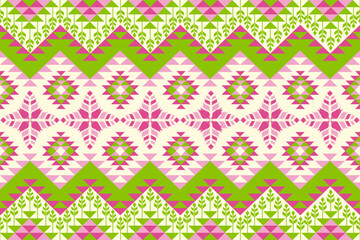 Ikat seamless pattern. Native ornament. Ethnic  decor style. It Boho geometric ornament. Vector seamless pattern. Mexican blanket, rug. Woven carpet