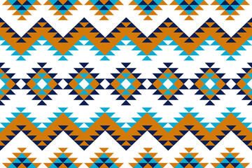 Ikat seamless pattern. Native ornament. Ethnic  decor style. It Boho geometric ornament. Vector seamless pattern. Mexican blanket, rug. Woven carpet