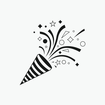 recommend clip art: Celebration Icon Festive Party Popper with Fireworks