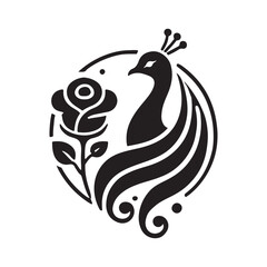 Fototapeta premium Silhouette Black And White image of Peacock