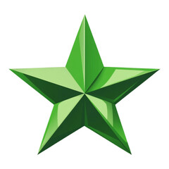 Fototapeta premium Flat Icon of a Green Star, Perfect for Design Elements, Isolated on a Transparent Background