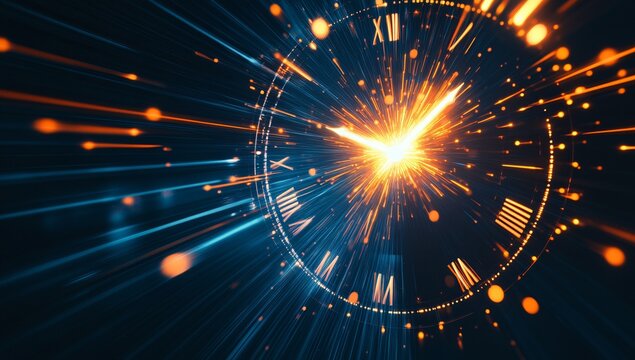 Abstract Clock Time Warp Explosion Digital Art