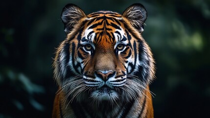 Fototapeta premium Dramatic Portrait of a Majestic Bengal Tiger Emerging from the Shadows