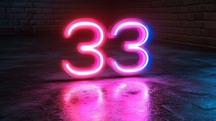 Neon number display highlights creative ambiance in modern setting