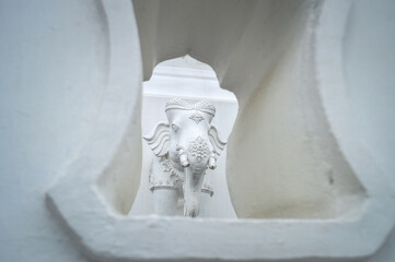 White Elephant statue at (Loha Prasat Phra That Si Mueang Pong) Wat Aranyawat, Chiang mai, Northern Thailand.