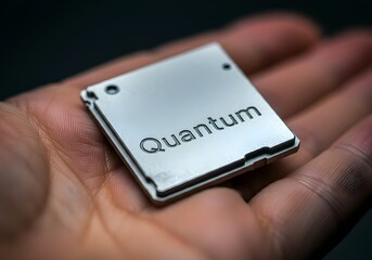 a computer chip and Quantum written on it, quantum computer