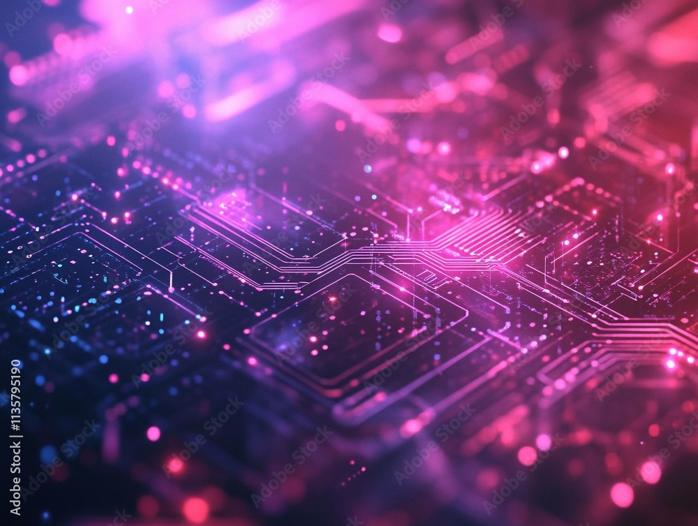 Poster digital locks with colorful circuitry creating a futuristic backdrop. generative ai