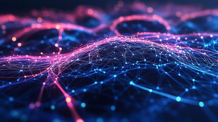 Vibrant illustration of intricate neural network patterns by generative AI