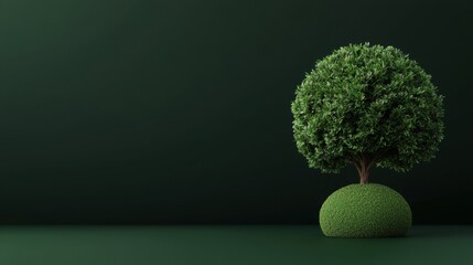 Lush green tree on a dark background, symbolizing nature and tranquility.