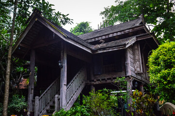 old house Lanna Architecture at Wat Aranyawat, Chiang mai, Northern Thailand.