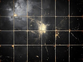Distressed Black Tiles Showing Age and Wear