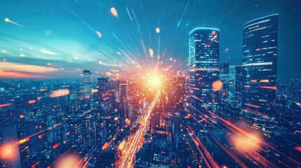 Obraz premium A futuristic cityscape with advanced technology and unique architecture, creating a 