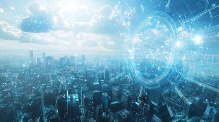 A futuristic cityscape with advanced technology and unique architecture, creating a "fantastic world