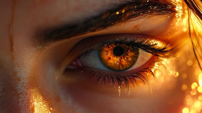 Golden Eye: A Close-Up Portrait of Beauty and Glamour