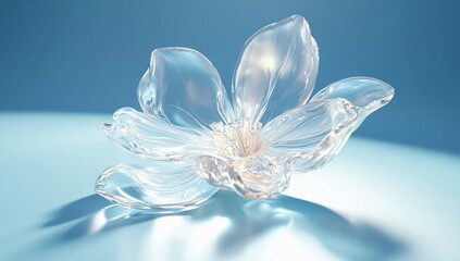 Crystal Clear Glass Flower Abstract 3D Render