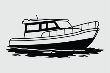 boat line art silhouette vector image art and illustration