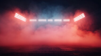 Stadium Lights in a Red and Blue Haze