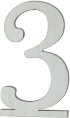 Wooden Number 3 Decorative Material PNG Cutout