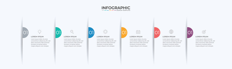 Vector Infographic label design template with icons and 6 options or steps
