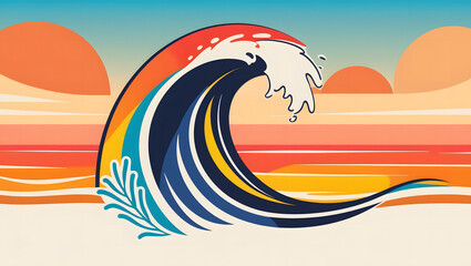Obraz premium vector Illustration of a majestic ocean wave
