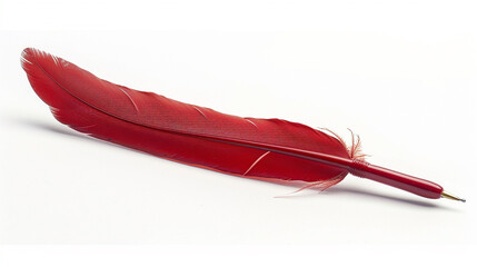 red feather pen  on white