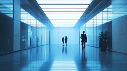 Fototapeta premium Business professionals walking through modern office space