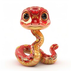 Fototapeta premium 3d chinese happy red snake, lunar new year theme, white background