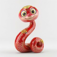 Fototapeta premium 3d chinese happy red snake, lunar new year theme, white background