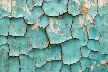 Obraz premium Cracked Paint Creates Abstract Texture, Decay and Erosion. Time and Weathering with Close-up Detail.