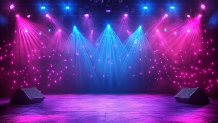 Colorful stage lights create vibrant atmosphere for performances