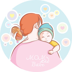 mom hug babe illustrator draw cartoon 