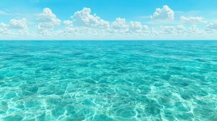 Obraz premium Serene Ocean Turquoise Water Blue Sky Summer Seascape Background